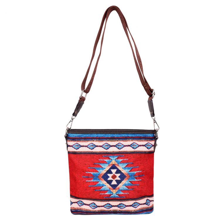 Montana West Red Aztec Print Canvas Crossbody Bag
